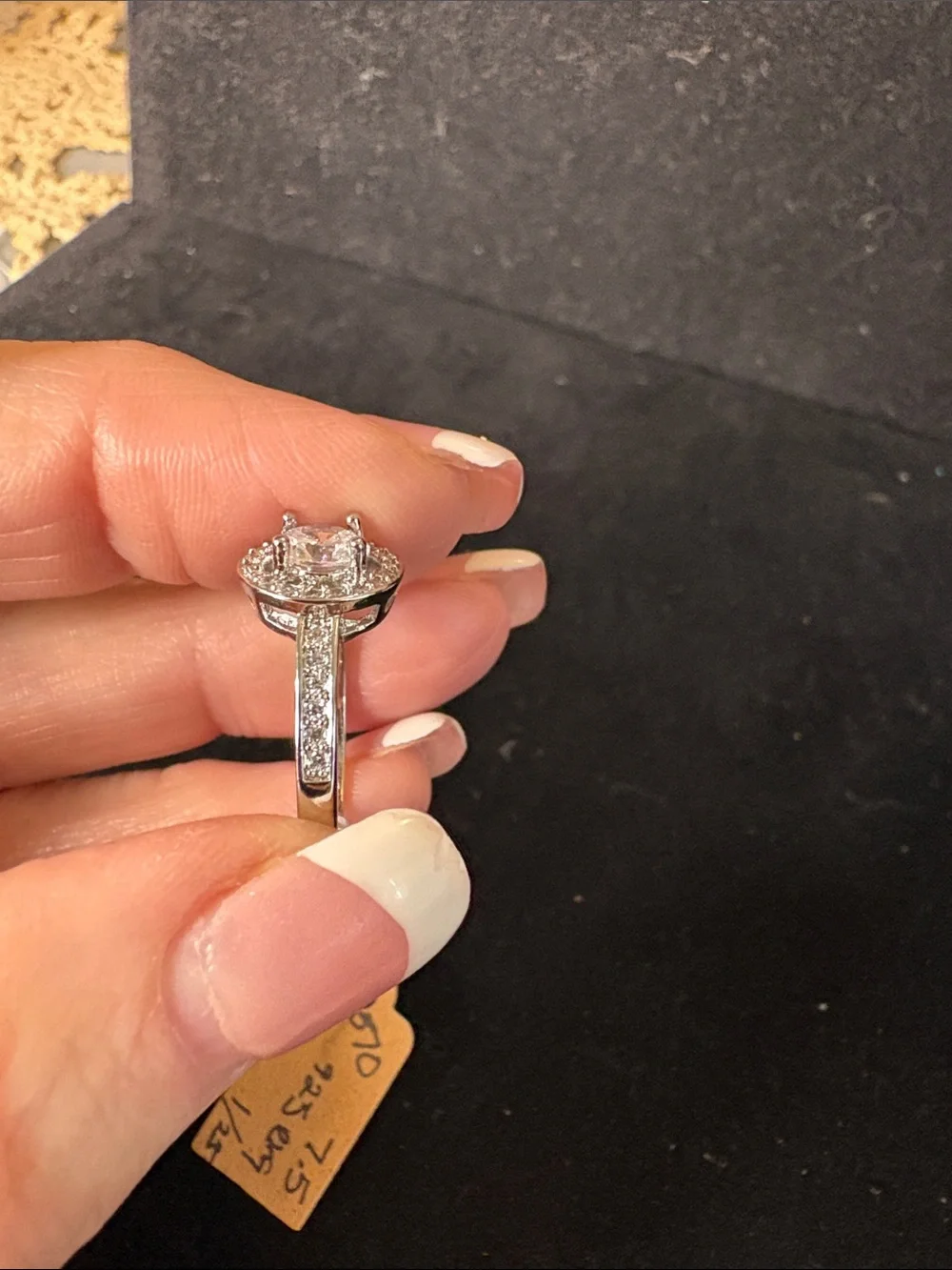 Sterling Silver Halo Engagement Ring with Clear Center Stone